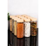dnshome 12'li Jumbo Boy Cam Erzak Kavanoz Seti Çizgili Kavanoz Bakliyat Saklama Kabı 1500 ml