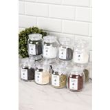 dnshome 12'li Şeffaf Kapaklı Baharatlık Seti Kavanoz Seti Baharat Etiket Hediyeli Saklama Kabı 300 ml