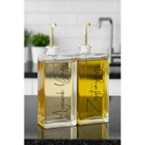 dnshome 2'li 500 ml Cam Yağdanlık Gold Kapaklı Ayçiçek Yağı ve Zeytinyağı Etiketli Sosluk Sirkelik Yağdanlık