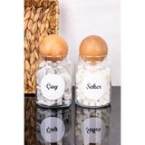 dnshome 2'li Ahşap Top Kapaklı Cam Kavanoz Seti Çay & Şeker Saklama Kabı Kavanoz 800 ml