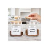 dnshome 2'li Bambu Vakum Kapaklı Etiketli Filtre Kahve & Türk Kahvesi Saklama Kabı Cam Kavanoz 500 ml