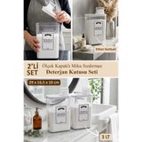 dnshome 2'li Deterjan Saklama Kabı Kendinden Ölçekli Beyazlar ve Renkliler Etiketli Deterjanlık Seti 3000 ml
