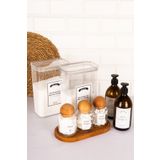 dnshome 2'li Deterjan Seti, 3'lü Cam Top Kapaklı Stantlı Set, 2'li Cam Amber Sabunluk Banyo Seti Banyo Düzen