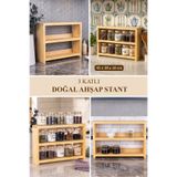 dnshome 3 Katlı Ahşap Stant Mutfak Organizer Tezgah Üstü Stant Baharatlık