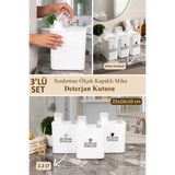 dnshome 3'lü 2200 ml Kendinden Ölçekli Deterjan Seti Renkliler Beyazlar Siyahlar Etiketli Deterjanlık Set Saklama Kabı