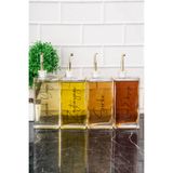 dnshome 4'lü Gold Kapaklı Cam Yağdanlık Seti Ayçiçek Zeytinyağı Etiketli Sosluk Sirkelik Yağdanlık 500 ml
