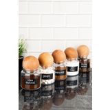dnshome 5'li Kahve Köşesi Seti Ahşap Top Kapaklı Etiketli Cam Kavanoz Seti Saklama Kabı 500 ml