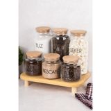 dnshome 6'lı Cam Kavanoz Seti Stantlı Vakum Kapaklı Kahve Seti & Çay Şeker Tuz Saklama Kabı 1300 ml - 500 ml