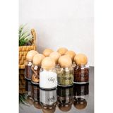 dnshome 9'lu Top Kapaklı Cam Kavanoz Seti Şeffaf Etiketli Saklama Kabı Baharatlık Seti 300 ml