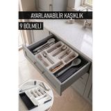 dnshome Çift Taraflı Uzayabilen Ayarlanabilir Pratik Çekmece İçi Kaşıklık Dolap İçi Çekmece Düzenleyici Organizer Kepçelik