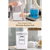 dnshome Siyahlar Deterjan Saklama Kabı Kendinden Ölçekli Vakum Kapaklı Saklama Kutusu Deterjanlık 3000 ml