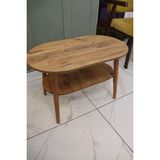 Dnz Ahşap Alt Raflı Oval Orta Sehpa Modern Salon Sehpası - ağaç