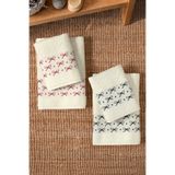 DNZGÜLCAN 4'lü Fiyonk Nakışlı - Jakarlı Havlu Seti (2 Adet 50x90 cm - 2 Adet 70x140 cm) | Lüks Banyo Havlusu Takımı | %100 Pamuk