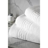 DNZGÜLCAN 4'lü Jakarlı Beyaz %100 Pamuk Havlu Seti | Banyo Havlusu | Otel Havlusu | Premium Havlu | 70x140 cm | Adet 560 gr