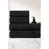 DNZGÜLCAN 4’lü Siyah Havlu Seti %100 Pamuk | 2 Adet 70x140 + 2 Adet 50x90 | Kuaför, Otel & SPA Havlusu | Profesyonel Kullanıma Uygun