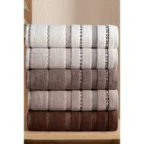 DNZGÜLCAN 5'li Izem Etnik Desen %100 Pamuk El Yüz Havlusu 50X90 cm | Yumuşak Çeyizlik Set, Premium Kalite - Ekru - Kahverengi