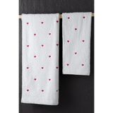 DNZGÜLCAN Kırmızı Kalpli Havlu Seti Hamam Seti – 50x90 ve 70x140 cm Banyo Havlu Takımı