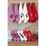 DNZGÜLCAN Mutfak Havlusu Seti 6'lı – %100 Pamuk El Havlusu | Yüz Havlusu – Çeyizlik - 30 x 50 cm - Kırmızı