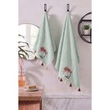 DNZGÜLCAN Püsküllü ve Nakışlı Banyo Havlusu Seti | 70x140 cm Banyo Havlusu, 50x90 cm El-Yüz-Saç Havlusu | %100 Pamuk Hamam Seti | Çeyizlik, Premium Set
