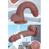 Do it Love - 20cm Realistik Gerçek Doku Yapay Penis - Dildo - Haz Verici - Testisli Vantuzlu - Bronz