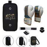 Do Legacy Kick Boks Eldiveni, Muay Thai Eldiveni, 14 Oz, 3'lü Set, Taşıma Çantalı, Beyaz - Standart - Çok Renkli