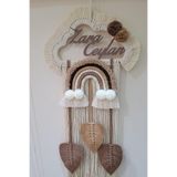 Doa Fil Store Makrome İsme Özel Bulut Gökkuşağı El Yapımı Bebek Kapı Bebek Odası Bebek Duvar Süsü (35X75) TYC9Q4IUQN172949416145425