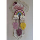 Doa Fil Store Makrome İsme Özel Bulut Gökkuşağı El Yapımı Bebek Kapı Bebek Odası Bebek Duvar Süsü (35X75) TYCOQBE0TN172949416145321