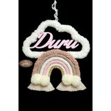 Doa Fil Store Makrome İsme Özel Bulut Gökkuşağı El Yapımı Bebek Kapı Bebek Odası Bebek Duvar Süsü KAPI15