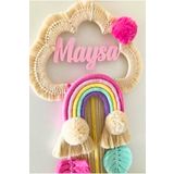 Doa Fil Store Makrome Isme Özel Bulut Gökkuşağı El Yapımı Bebek Kapı Bebek Odası Bebek Duvar Süsü TYCE3TF5DN171182099048622