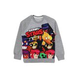 DobaKids 3D Baskılı Erkek Çocuk Poco Colt Leon Crow Baskılı Uzun Kollu Tişört Sweatshirt Gri