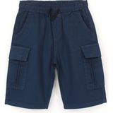 DobaKids Erkek Çocuk Pamuk Gabardin Kapaklı Kargo Cep Beli Lastikli Kapri Şort 4-8 Yaş Kindercraft Series - 5 Yaş - Lacivert