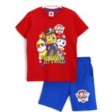 DobaKids Erkek Çocuk Paw Patrol Baskılı Yazlık Şort Tişörtlü Alt Üst Takım Kırmızı Mavi - 4 - 5 Yaş