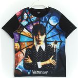 DobaKids Kız Çocuk Wednesday Addams 3D Baskılı T-Shirt Siyah - 10 - 11 Yaş