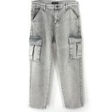 DobaKids Low Crotch Kargo Cep Denim Erkek Çocuk Pantolon Gri Çocuk Kargo Kot Pantolon - 6 - 7 Yaş