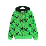 DobaKids Minecraft Creeper 360 Derece Desenli Erkek Çocuk Fermuarlı Kapüşonlu Hoodie Sweatshirt