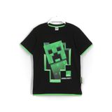 DobaKids Minecraft Creeper 3d Baskılı Biye Detaylı Erkek Çocuk T-shirt Siyah