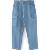 DobaKids Relaxed Tapered Fit Erkek Çocuk Kanvas Pantolon Indigo Okul Pantolonu - İndigo - 11 - 12 Yaş