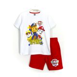 DobaKids Rubble Chase Baskılı Çocuk Alt Üst Tişört Şort Paw Patrol Yazlık Takım Beyaz Kırmızı