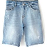 DobaKids Urban-Denim Flex Erkek Çocuk Kot Kapri Boru Paça Denim Ayarlanabilir Bel Eskitme Detaylı Mavi - 6 Yaş