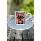 Doberman Köpek Baskılı Türk Kahvesi Fincanı Tabaklı Kişiye Özel Model 1