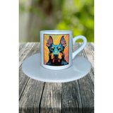Doberman Köpek Baskılı Türk Kahvesi Fincanı Tabaklı Kişiye Özel Model 2