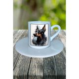 Doberman Köpek Baskılı Türk Kahvesi Fincanı Tabaklı Kişiye Özel Model 4