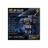 Dobest 3 Kamera 4K 4G SIM Solar PTZ Dış Mekan Güvenlik Seti Otomatik Takip ve Alarm Renkli Gece Görüşü Uzaktan App Kontrol Bulut Depolama 3 Ekran Görünümü IP66