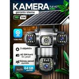 Dobest 3 Kamera 4K 4g Sım Solar Ptz Kamera Otomatik Takip Alarm Renkli Gece Görüşü App Kontrol Bulut Depolama 3 Ekran Ip6 Hava Dayanıklı -64GB Sd Kart - Siyah