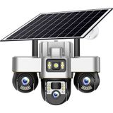 Dobest 3 Lens Ptz 6mp Güneş Enerjili Güvenlik Kamerası - Full Renkli Gece Görüş & Iki Yönlü Konuşma - Sım Kart Desteği - 7/24 Kayıt - Gümüş