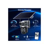 Dobest 4g Solar Panelli Güvenlik Kamerası, Güneş Enerjili , 6mp Çift Lens, Sim Kartlı, Ptz, Su Geç