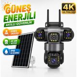 Dobest 4K 3 Lens 4g Sım Kartlı Güvenlik Kamerası V380 Pro 360° Ptz Kablosuz Dış Mekan IP66 Renkli Gece Görüşü Hareket Sensörü Cctv Kamera - Siyah
