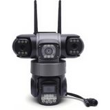 Dobest 6mp 4g Sım Kartlı Üçlü Lens Ptz Güvenlik Kamerası: 360° Panoramik Izleme, 7/24 Kesintisiz Kayıt, Hareket Algılama ve Sesli Alarm, Gece Görüş, Su Geçirmez Gövde - Siyah
