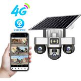 Dobest Güneş Enerjisiyle Çalışan Üçlü Lensli Yüksek Çözünürlüklü Video Güvenlik Kamerası ,VTS30 4g Uygulama Uzaktan Kumandası Iki Yönlü Sesli Iletişim 360° Dönebilen Lens