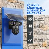 Dobest VTS28 6MP,4G ,Güneş Enerjisiyle Çalışan Üçlü Lensli Yüksek Çözünürlüklü Video Güvenlik Kamerası , UYGULAMA Uzaktan Kumandası Iki Yönlü Sesli Iletişim 360° Dönebilen Lens